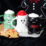 Ghost Mug with Santa Hat Lid
