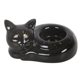 Black cat-shaped ceramic product on a white background