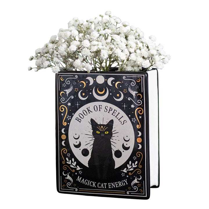 Black Cat Book Shaped Vase