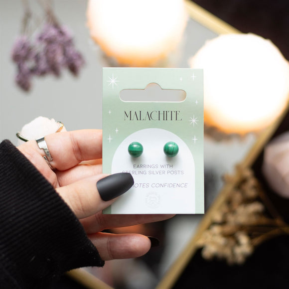 Malachite Crystal Stud Earrings