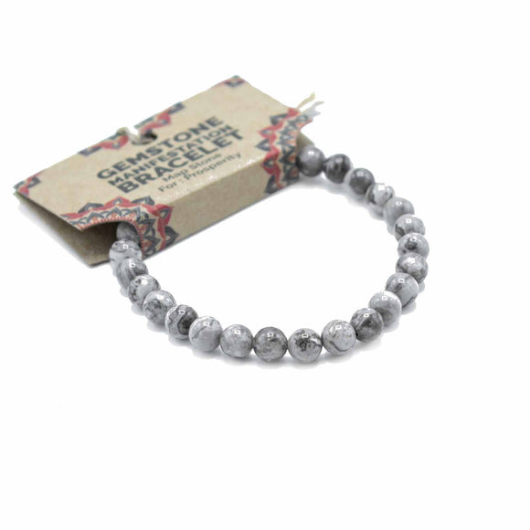 Map Stone Crystal Bead Bracelet
