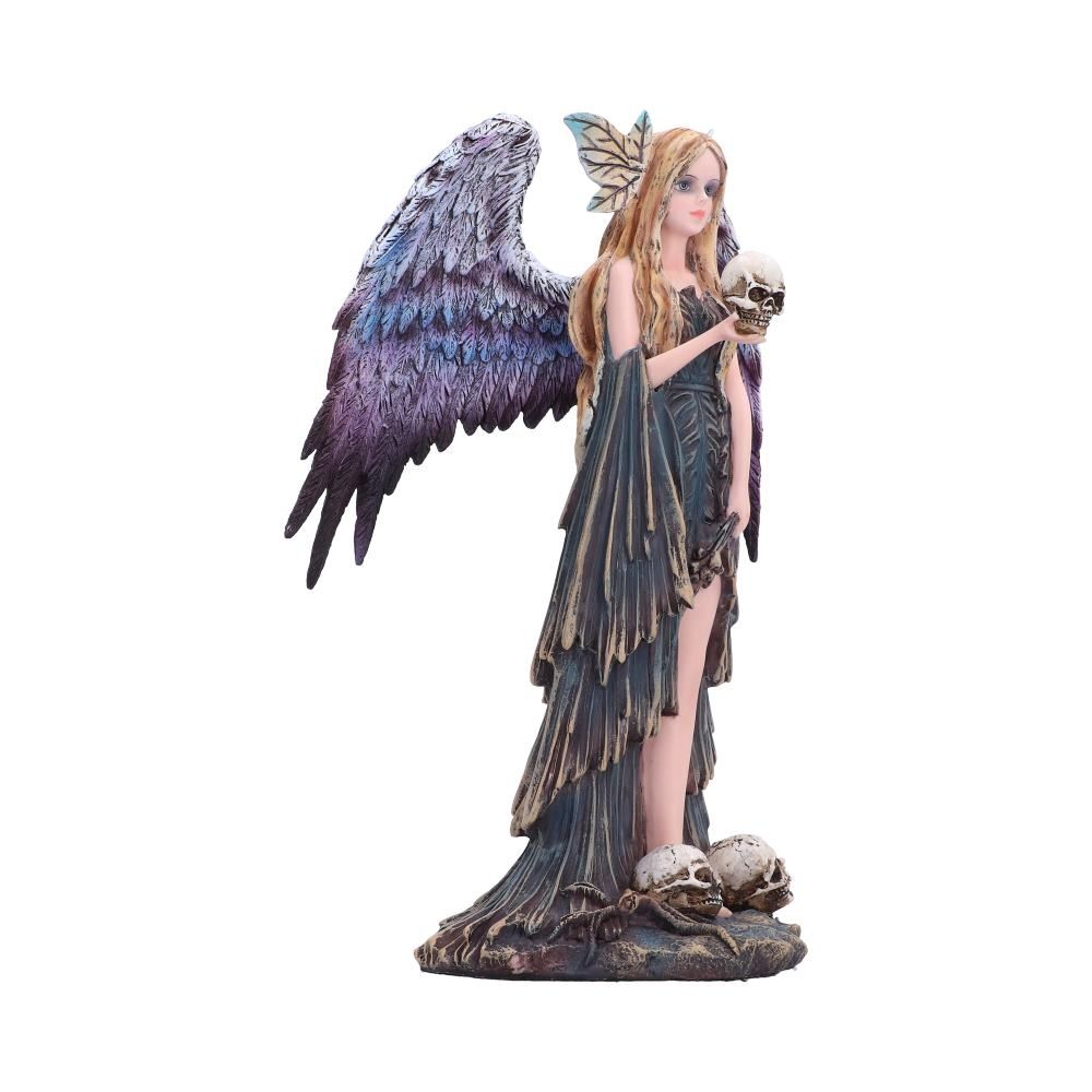 Maveth gothic angel and skull figurine by Nemesis Now side view