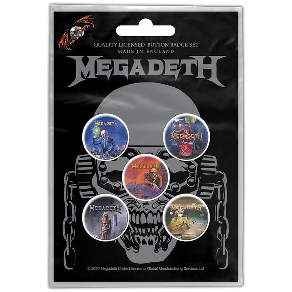 Megadeth Button Badge Set: Rattlehead