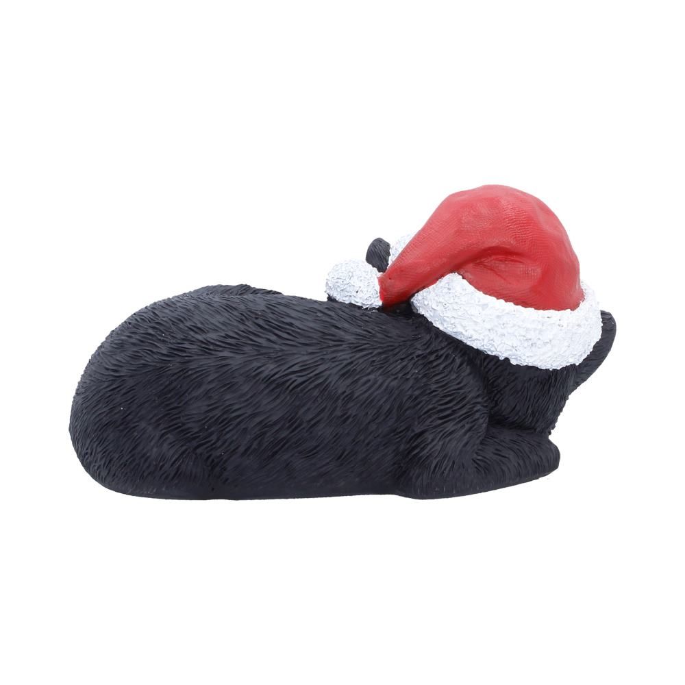 Side view of Merry Whiskers black cat ornament