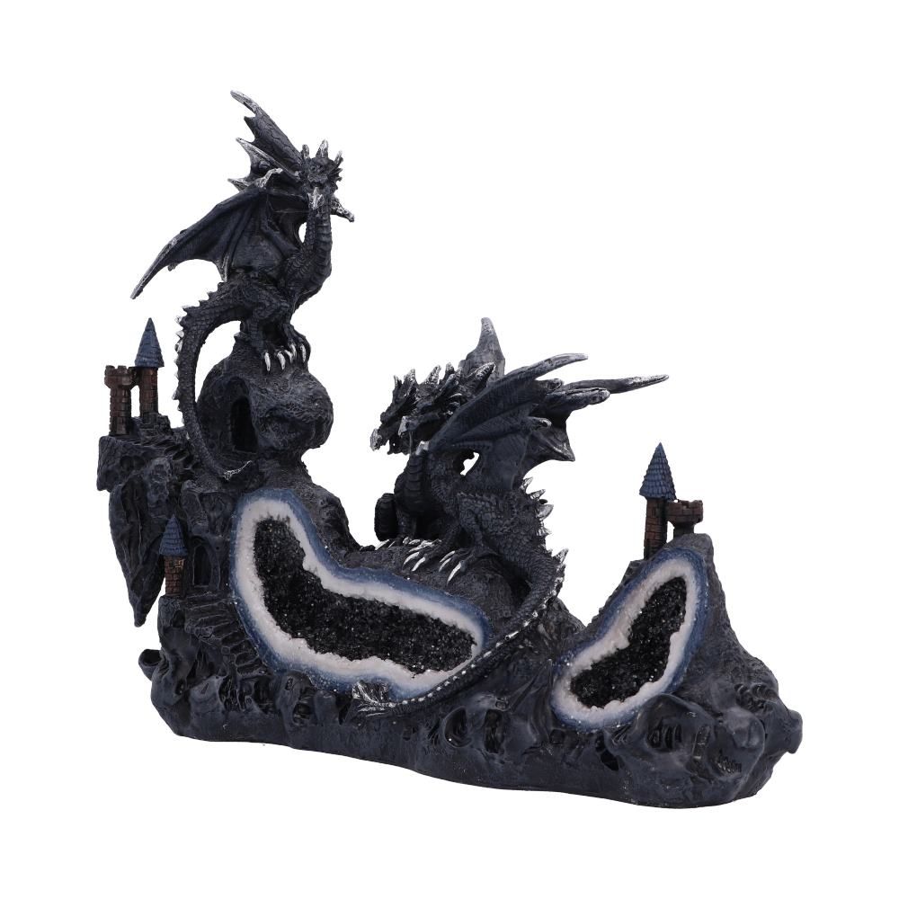 Midnight Geode Dragon Guardians black dragon figurineside view
