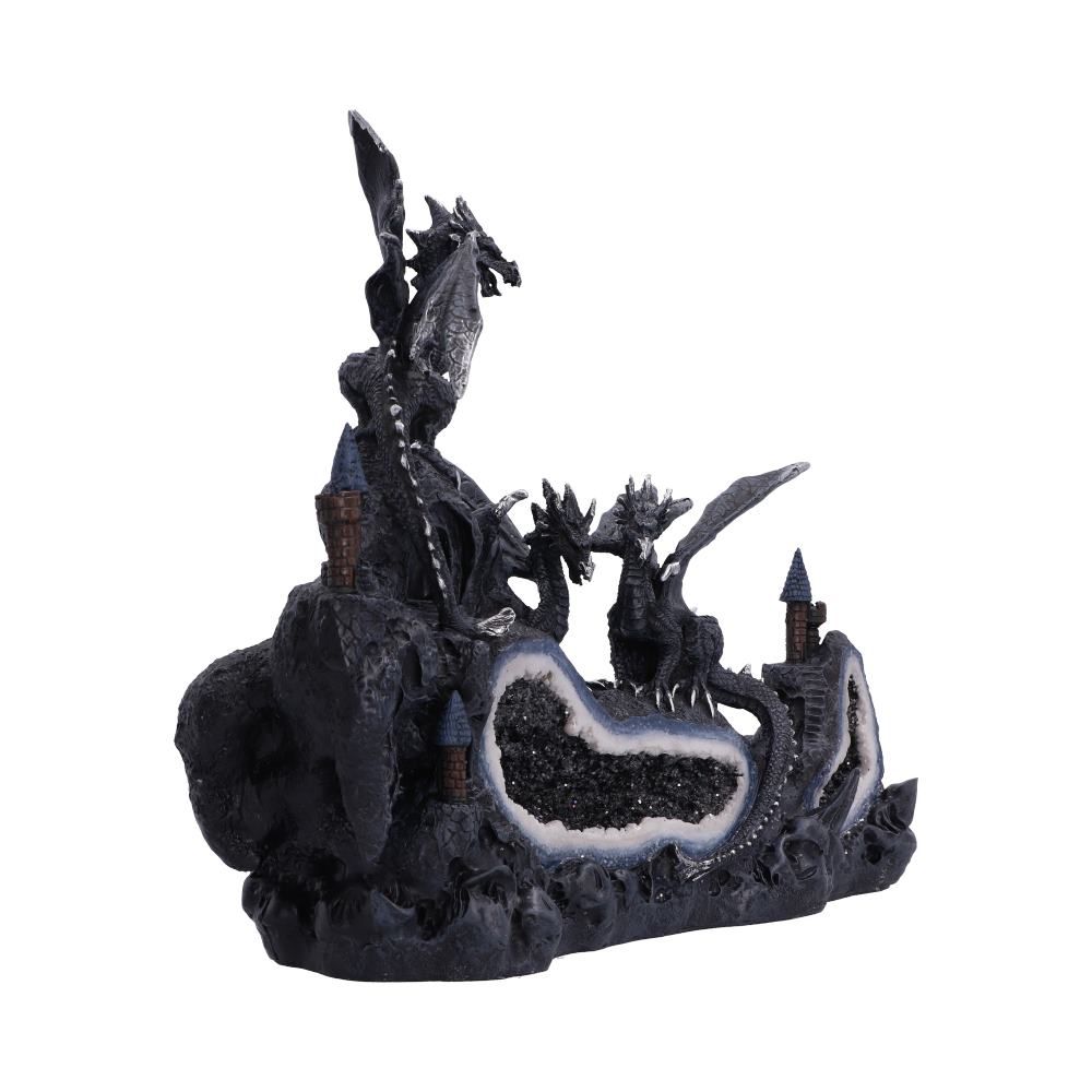 Midnight Geode Dragon Guardians black dragon figurine side angle