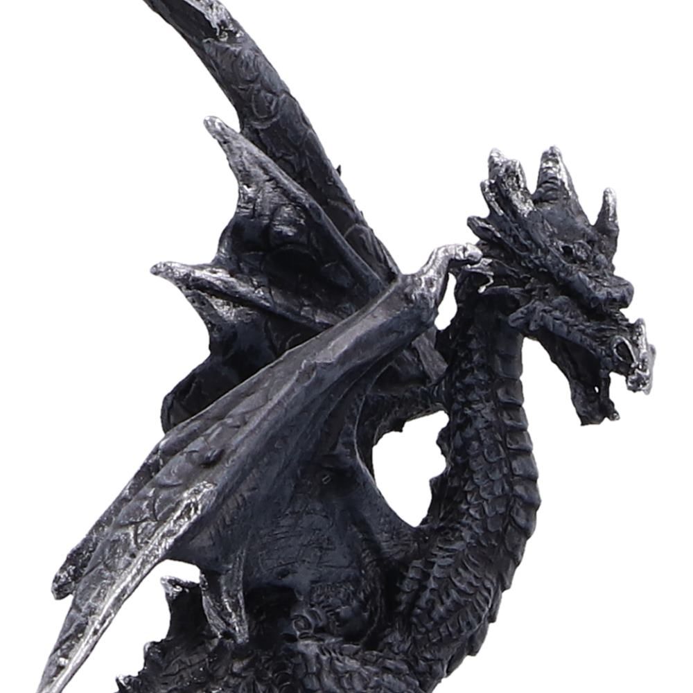Midnight Geode Dragon Guardians black dragon figurine close view