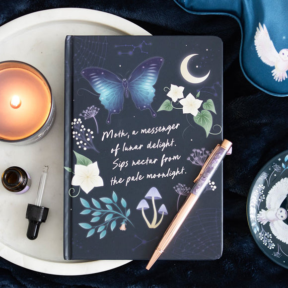 Midnight Moth Notebook with Amethyst Pen