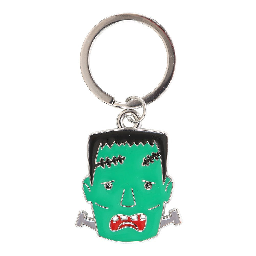 Frankenstein keyring close-up showing green monster design