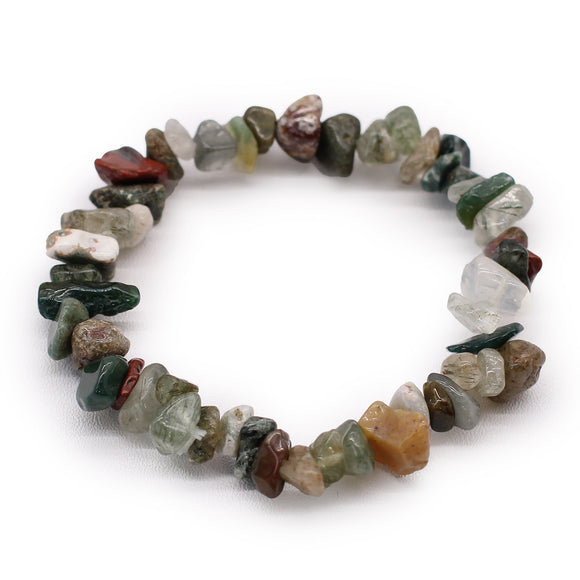 Moss Agate Gemstone Chip Bracelet