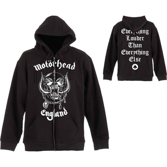 Motorhead England Zipped Hoodie (Back Print)