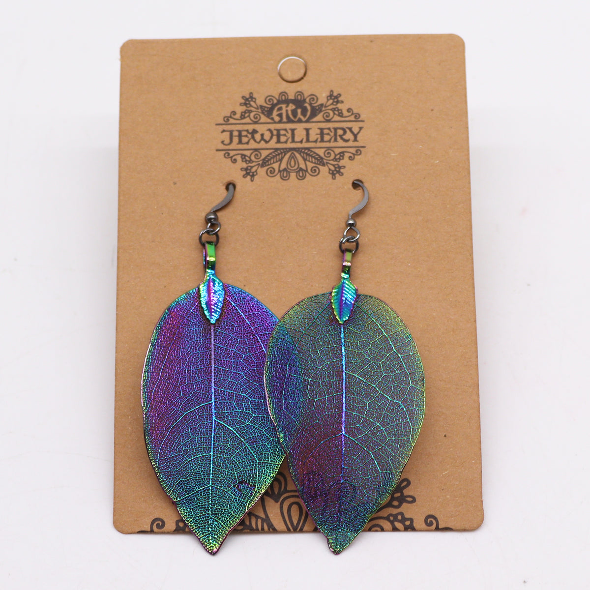 Multi-coloured Real Leaf Earrings
