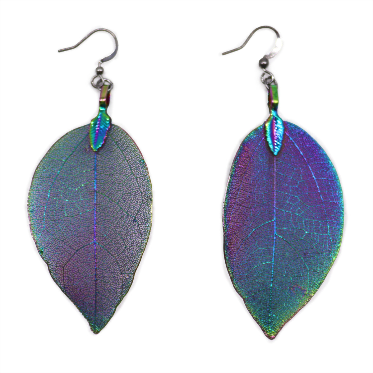Multi-coloured Real Leaf Earrings