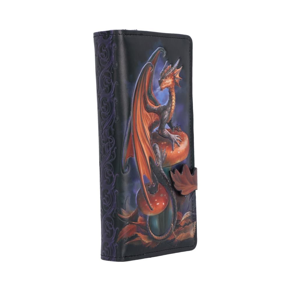 Mushroom Dragon purse by Anne Stokes with embossed dragon artwork side view
