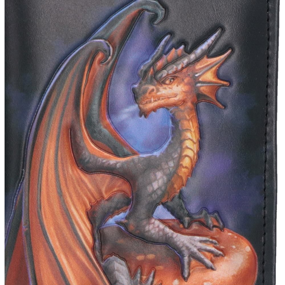 Mushroom Dragon purse by Anne Stokes with embossed dragon artwork close up