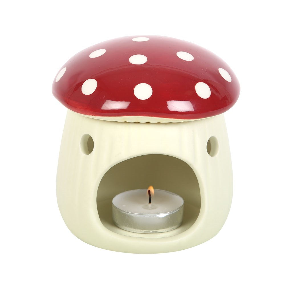 Mushroom wax warmer with tealight candle underneath