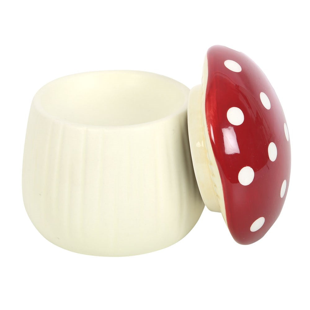 Mushroom oil burner with removable toadstool lid