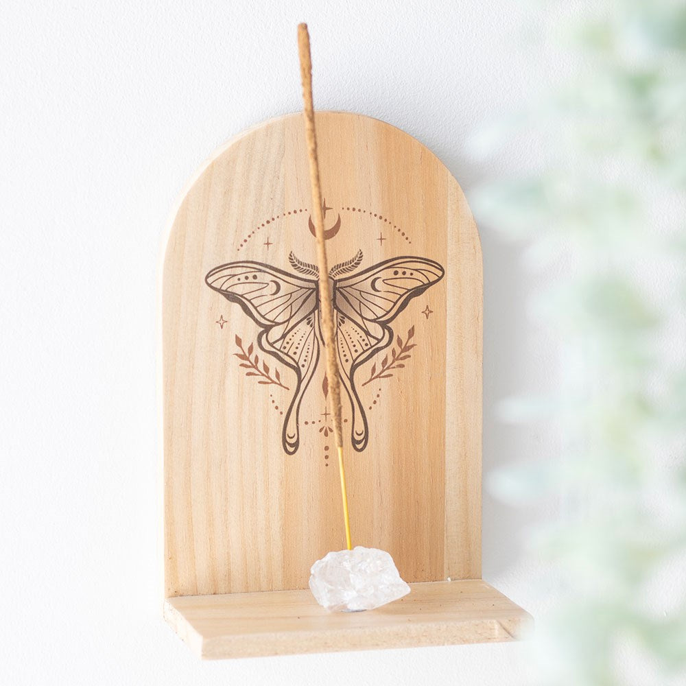 Luna Moth Crystal Incense Holder Shelf