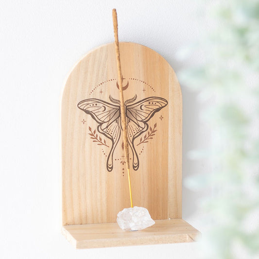 Luna Moth Crystal Incense Holder Shelf