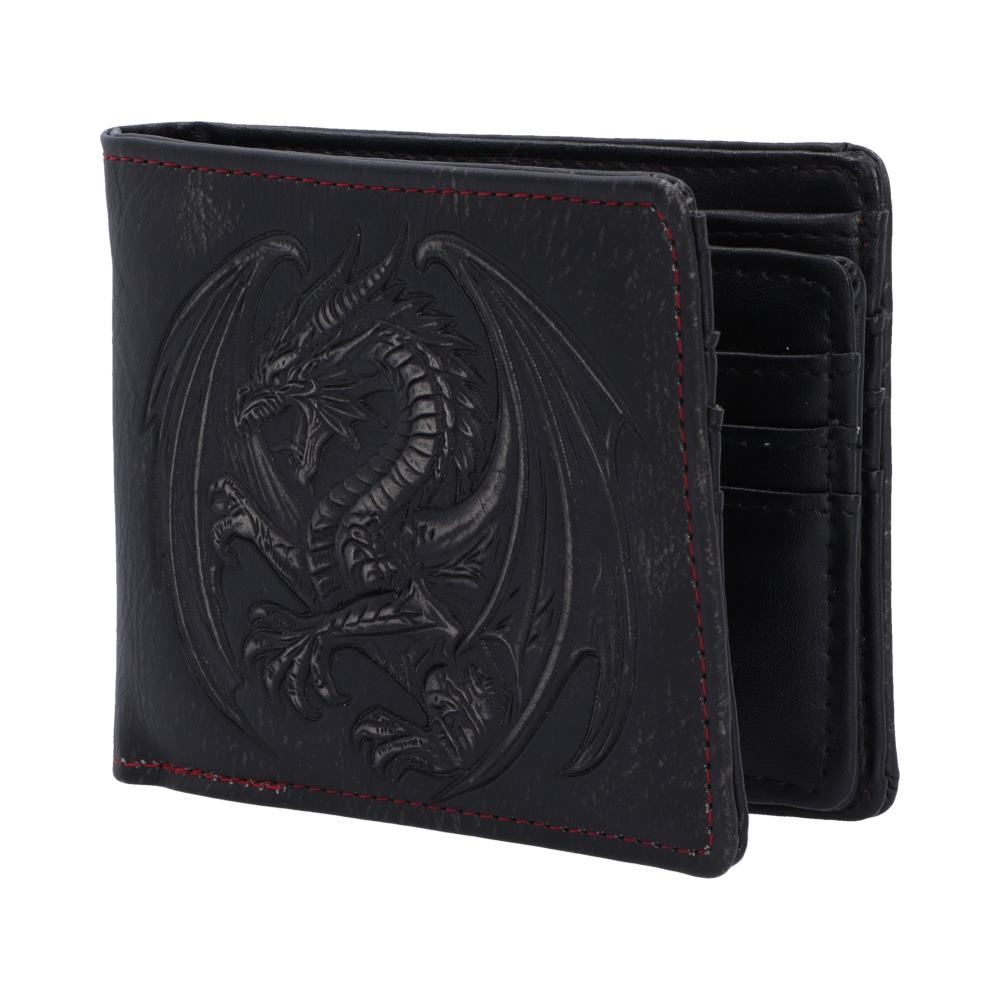 Obsidian Dragon black PU leather open wallet with dragon artwork