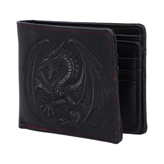 Obsidian Dragon black PU leather open wallet with dragon artwork