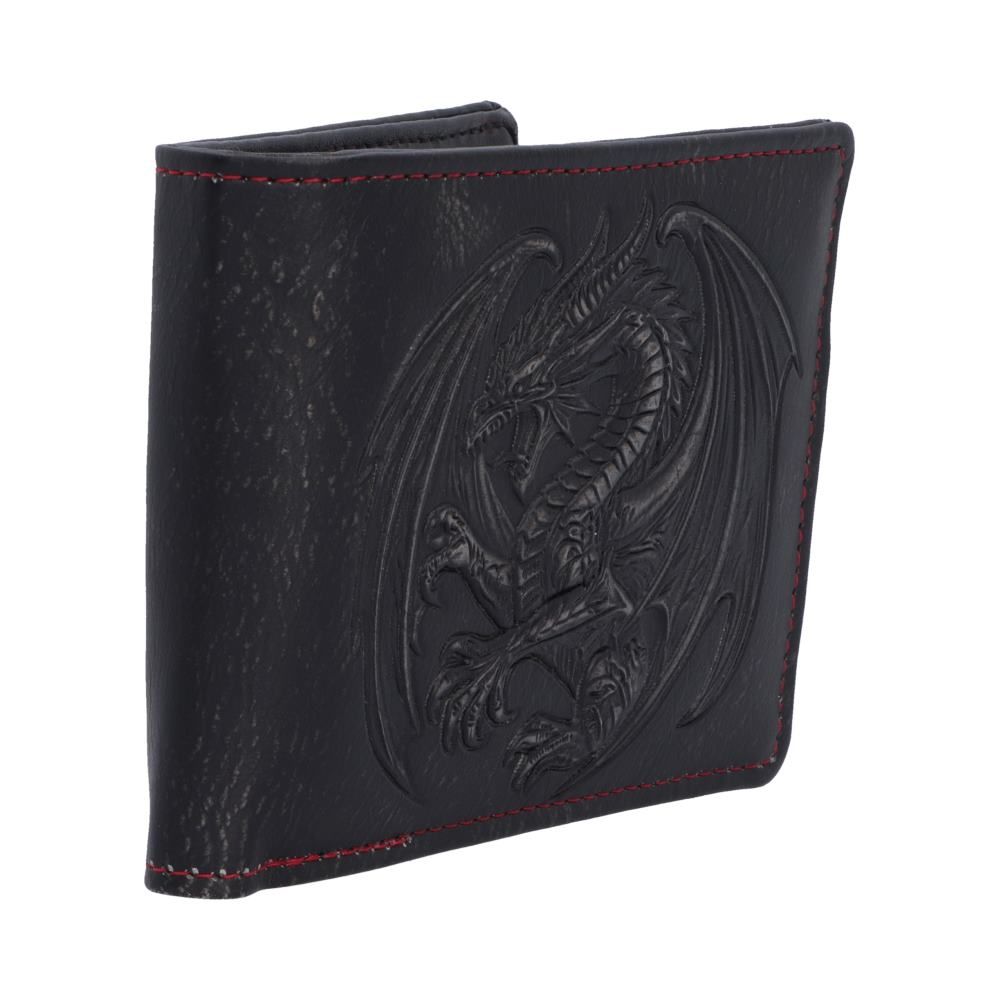 Obsidian Dragon black PU leather wallet with dragon artwork side angle