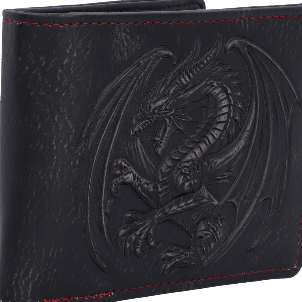 Obsidian Dragon black PU leather wallet with dragon artwork detail