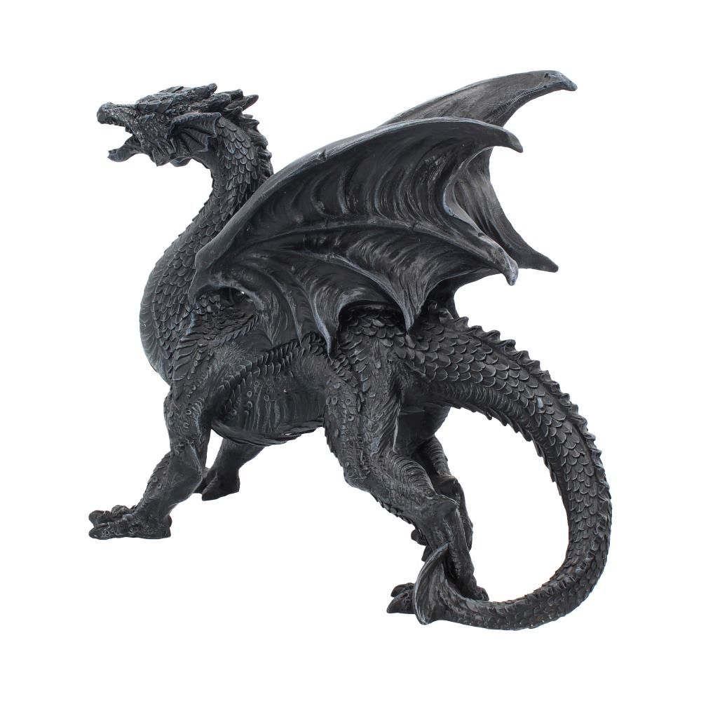 Side view of Obsidian Dragon Watcher with raised wings