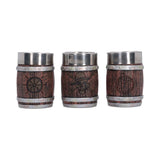 Three One Piece barrel shot glasses