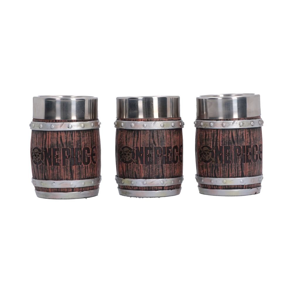 One Piece pirate barrel shot glasses