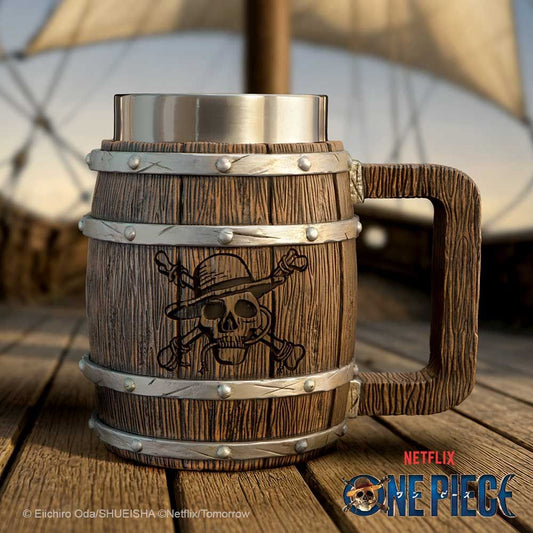 One Piece Barrel Tankard with Jolly Roger design