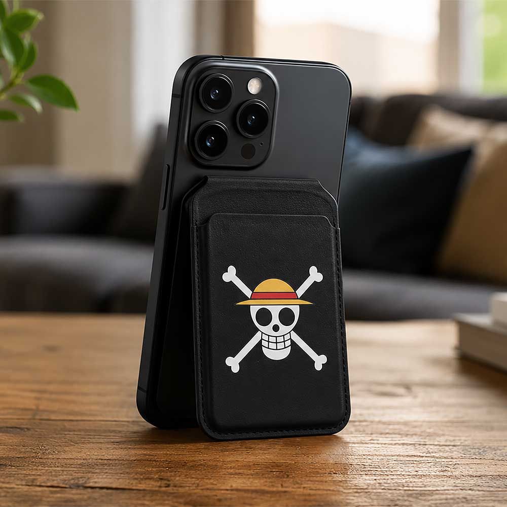 One Piece Jolly Roger Magsafe Card Holder (Black)