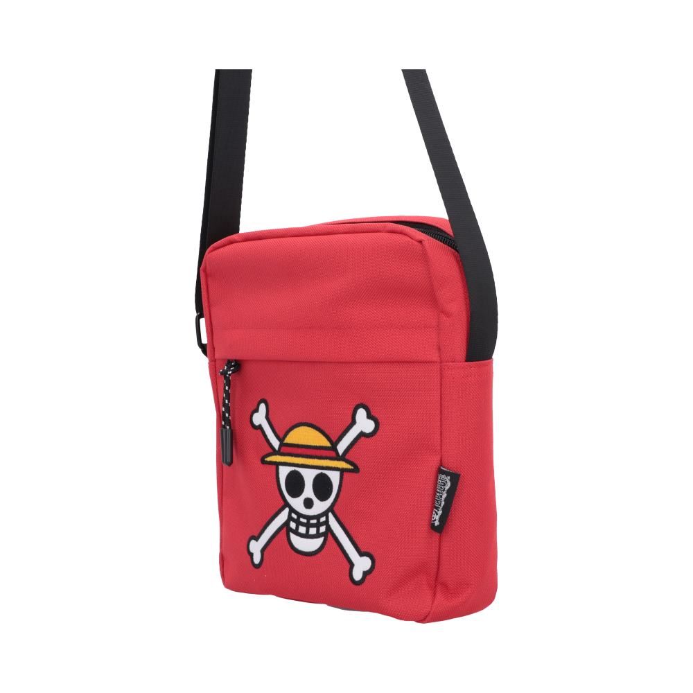 One Piece Jolly Roger red crossbody bag front view