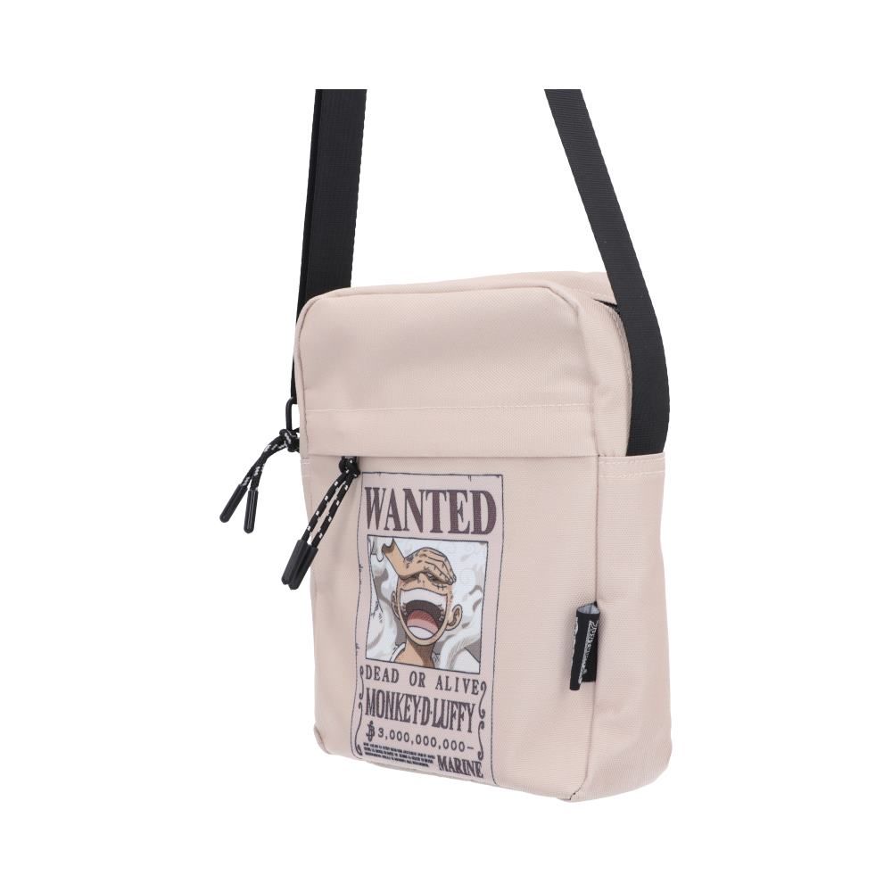 One Piece Luffy Wanted Poster cream crossbody bag front view