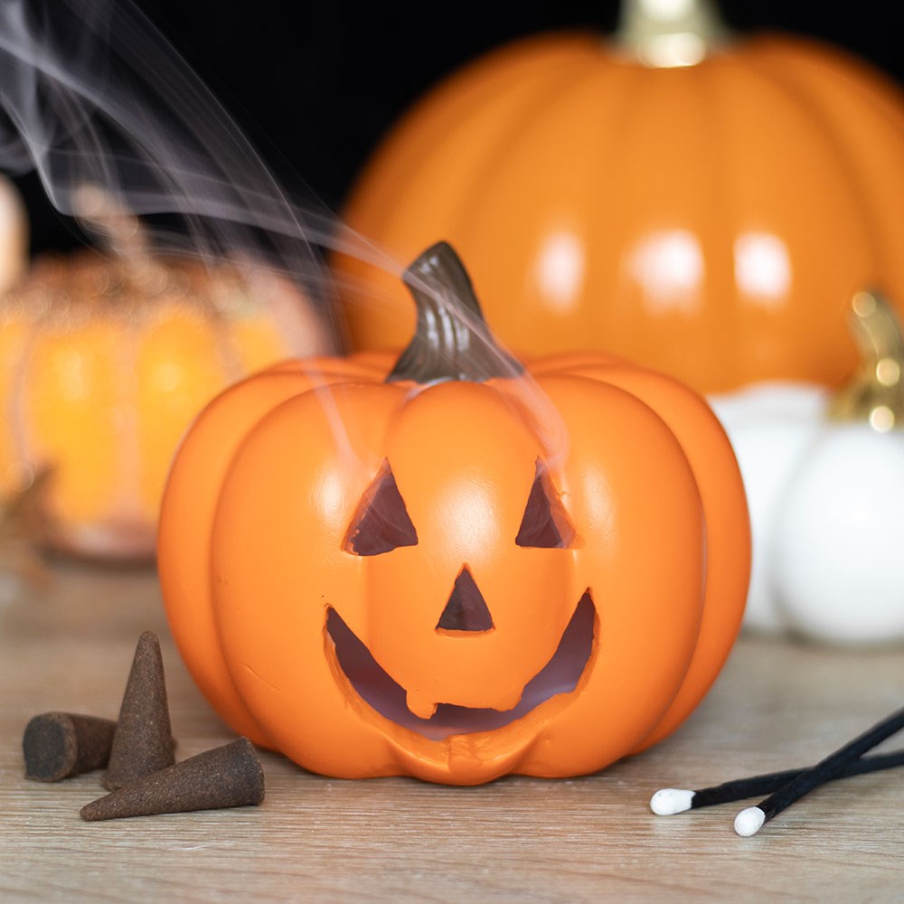 Orange pumpkin incense cone holder