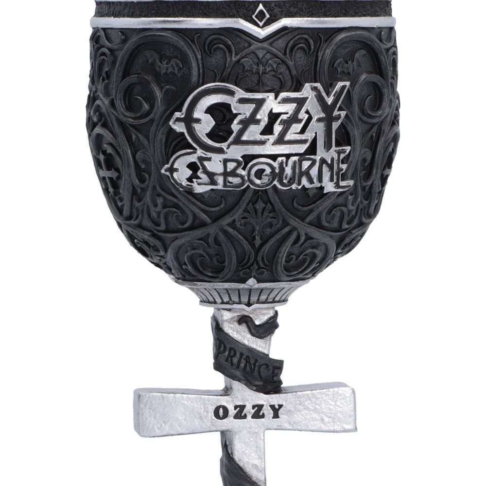 Ozzy Osbourne goblet logo and cross detail