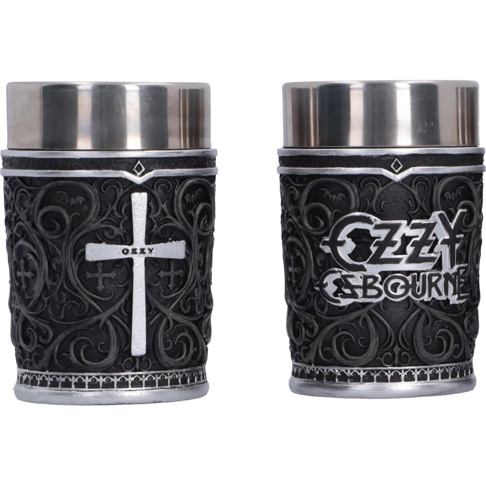 Ozzy Osbourne shot glasses cross and logo designs