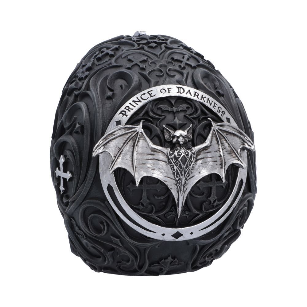Rear of Prince of Darkness skull showing Ozzy bat emblem