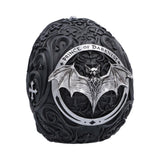 Rear of Prince of Darkness skull showing Ozzy bat emblem
