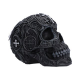 Side view of hand-painted Ozzy Osbourne gothic skull
