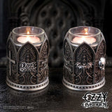 Ozzy Osbourne tea light holder front and back view