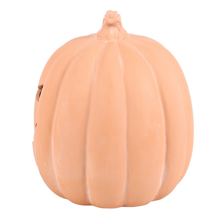 22cm terracotta Halloween pumpkin decoration side view
