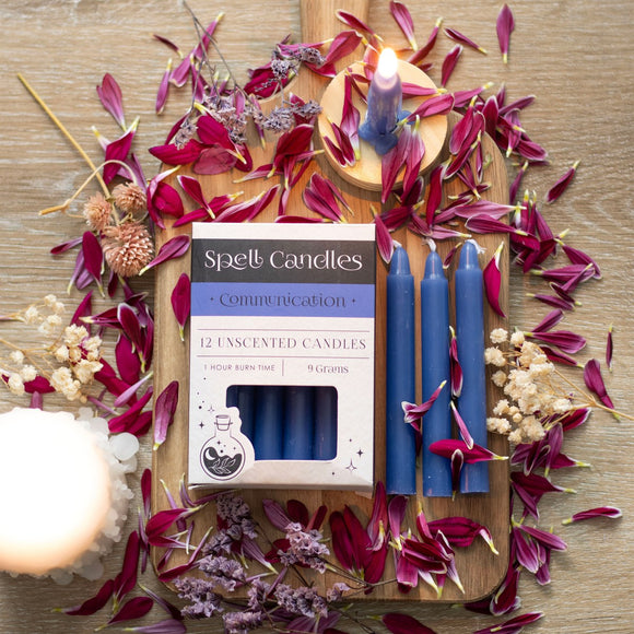 Pack of 12 Communication Blue Spell Candles