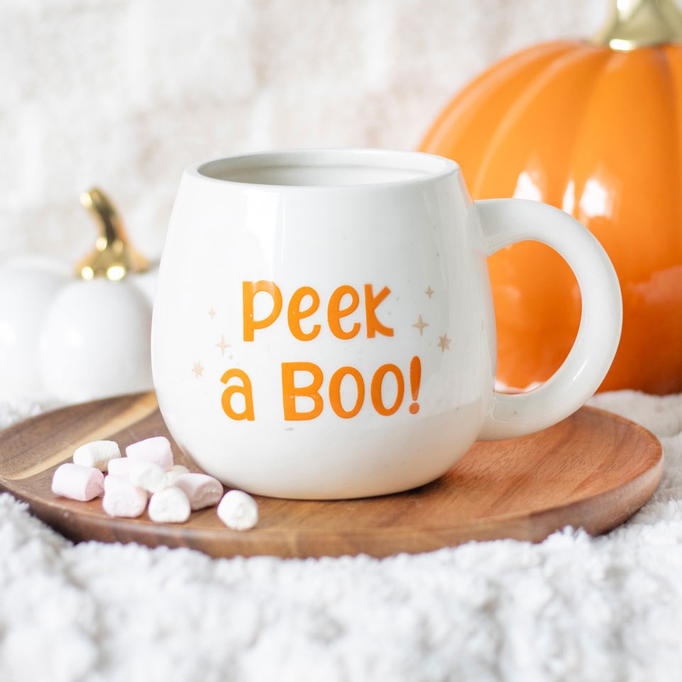 White Peekaboo Ghost Rounded Mug