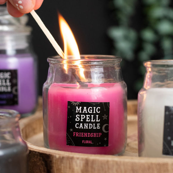 Pink Floral 'Friendship' Spell Candle Jar