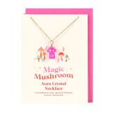 Pink Aura Crystal Mushroom Necklace Greetings Card