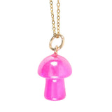 Pink Aura Crystal Mushroom Necklace Greetings Card