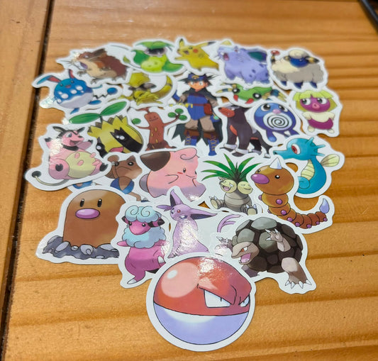Assorted bundle of 25 Pokémon character stickers