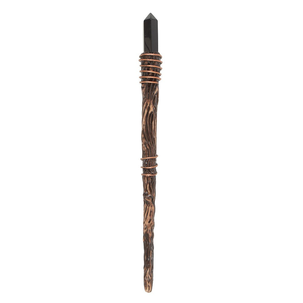 Protection Black Obsidian Crystal Point Wand