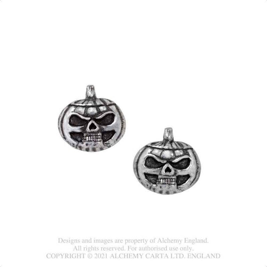 Pumpkin Skull Stud Earrings
